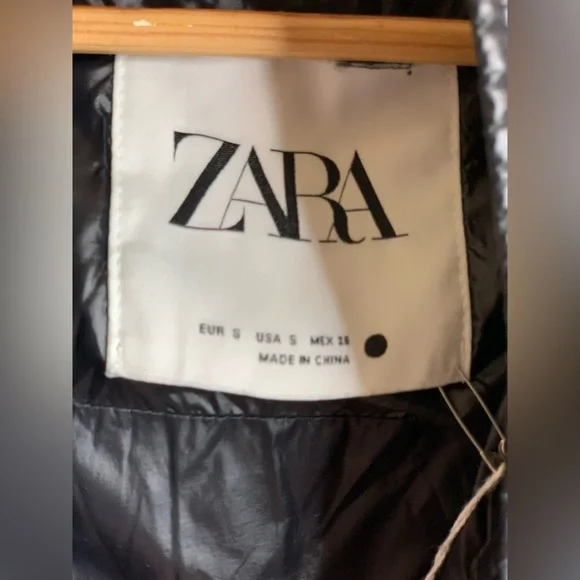 Zara Puffy Shiny Black Winter Warm Jacket - size S - Picture 4 of 4